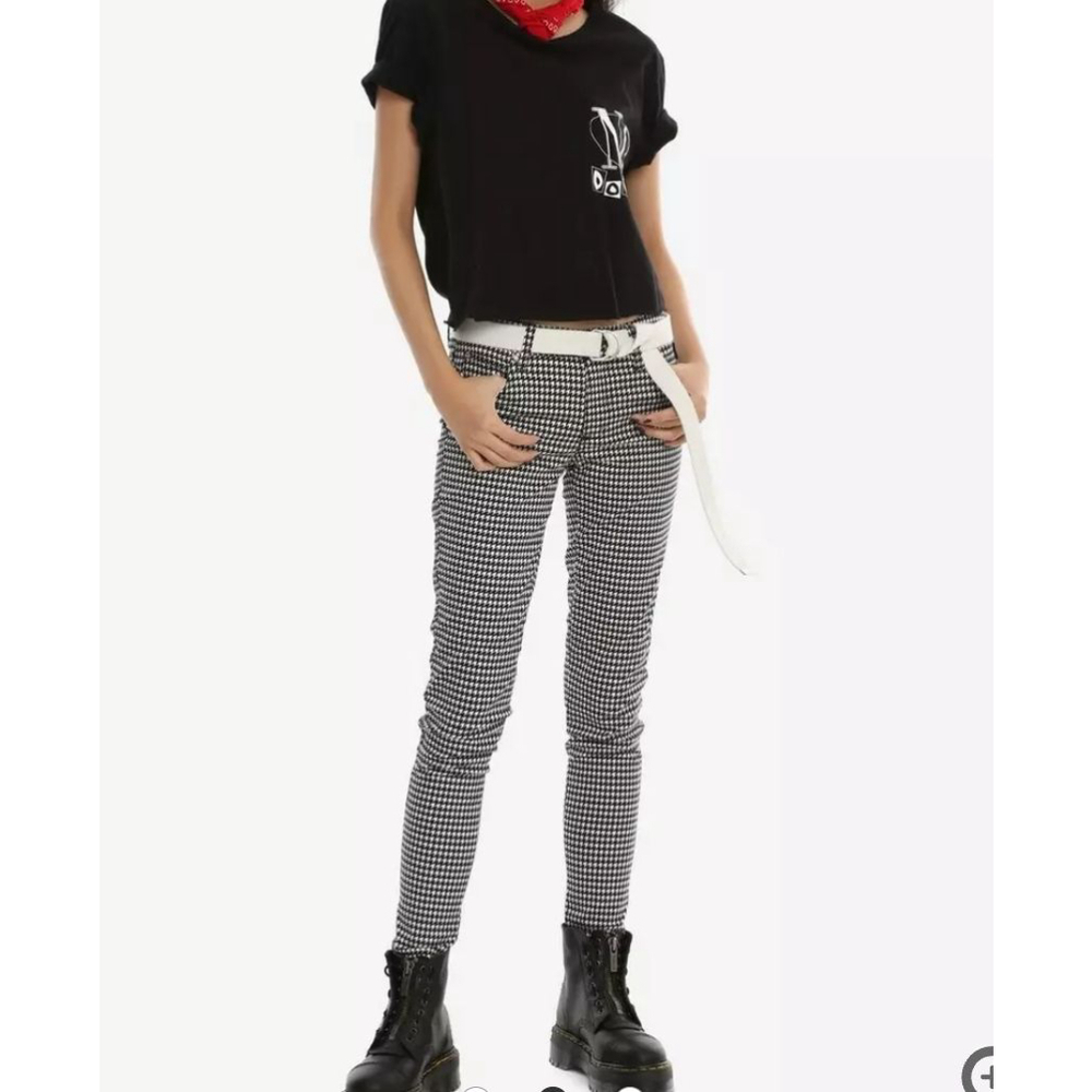 Tripp Black & White Houndstooth Skinny Jeans 1